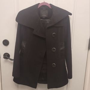 Mackage Designer Wool Peacoat w/leather trim